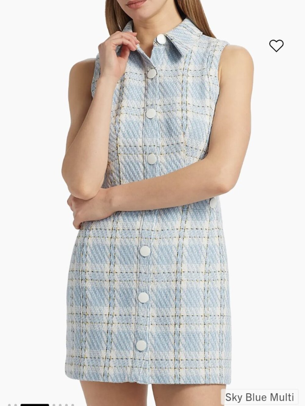 Toccin Sophia Plaid Tweed Button-Front Minidress Size 10